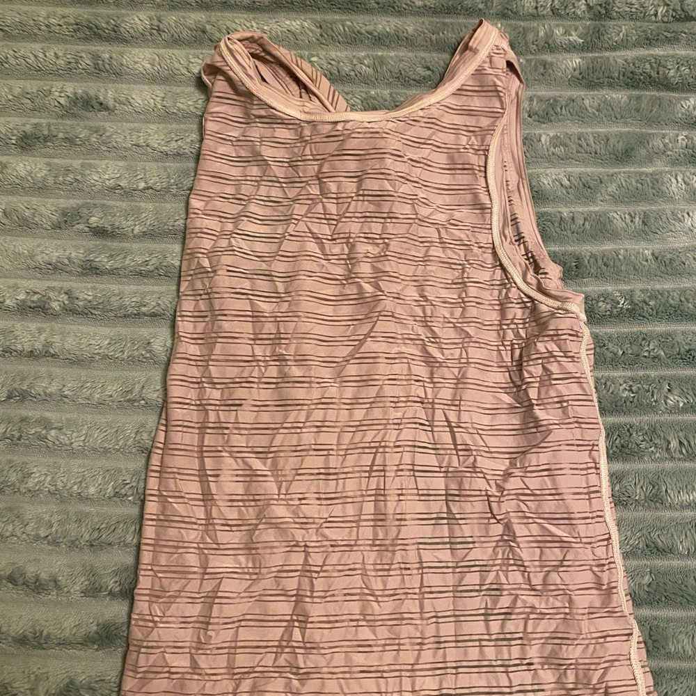 Athleta Light Pink Striped Tank Top
